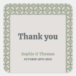 Mid Century Mod Retro Wedding Green Vielen Dank Quadratischer Aufkleber