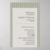Mid Century Mod Retro Wedding Olive Green Programm Poster (Vorne)