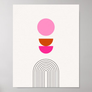 Mid Century Modern 04 Rosa Sonne und Regenbogenbog Poster