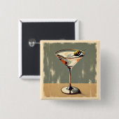 Mid Century Modern 1 Olive Martini Gemälde Button (Vorne & Hinten)