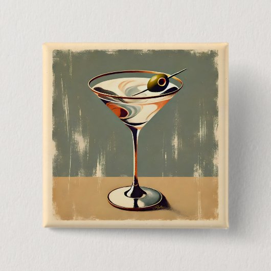 Mid Century Modern 1 Olive Martini Gemälde Button (Vorderseite)
