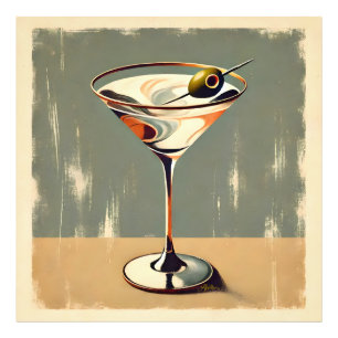 Mid Century Modern 1 Olive Martini Gemälde Fotodruck
