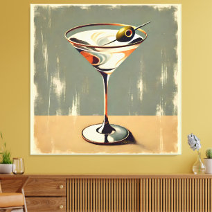 Mid Century Modern 1 Olive Martini Gemälde Leinwanddruck