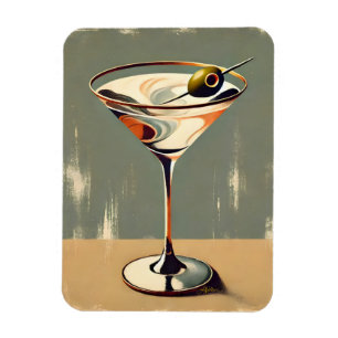 Mid Century Modern 1 Olive Martini Gemälde Magnet