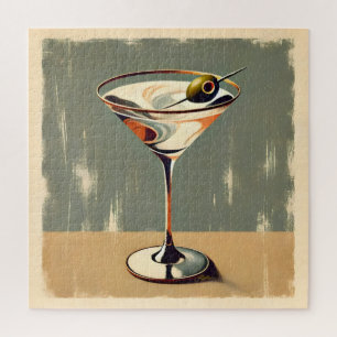 Mid Century Modern 1 Olive Martini Gemälde Puzzle