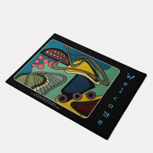 'Mid-Century Modern Abstract Aquatic'-Gemälde auf Fußmatte