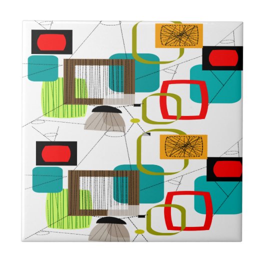 Mid-Century Modern Abstract Design Fliese (Vorderseite)