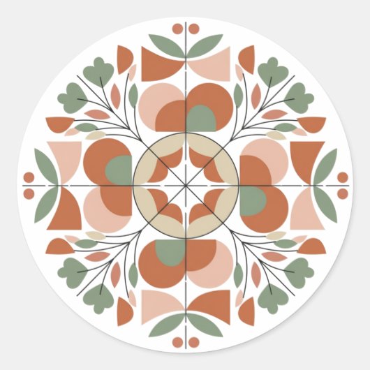 Mid-Century Modern Abstract Floral Sticker (Vorderseite)