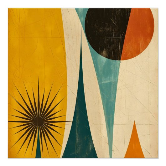 Mid Century Modern Abstract Geometric Art Design Poster (Vorderseite)