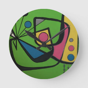 'Mid Century Modern Abstract num 4' auf einer Runde Wanduhr