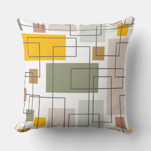 Mid-Century-Modern-Abstrakt-Geometrisch-Linien-Wur Kissen