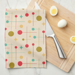 Mid Century Modern Abstraktes Muster 29 Creme Geschirrtuch