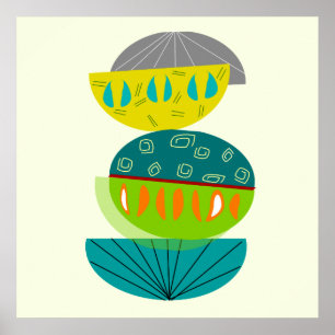 Mid-Century-Modern abstraktes Poster #55