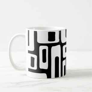 Mid Century Modern abstraktes Schwarz-Weiß-Muster Kaffeetasse