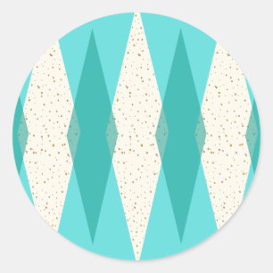 Mid Century Modern Argyle-Rundaufkleber Runder Aufkleber