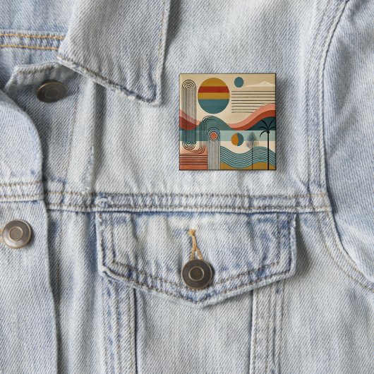 Mid Century Modern Art Beach Sunrise Button (Beispiel)