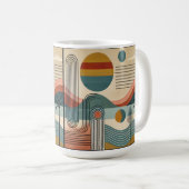 Mid Century Modern Art Beach Sunrise Kaffeetasse (VorderseiteRechts)