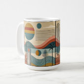 Mid Century Modern Art Beach Sunrise Kaffeetasse (Vorderseite Links)
