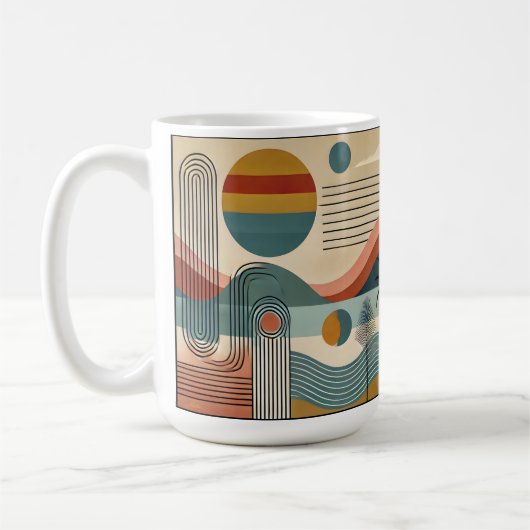 Mid Century Modern Art Beach Sunrise Kaffeetasse (Links)
