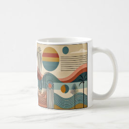 Mid Century Modern Art Beach Sunrise Kaffeetasse