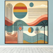Mid Century Modern Art Beach Sunrise Leinwanddruck (Insitu (Holzboden))
