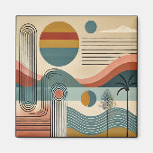 Mid Century Modern Art Beach Sunrise Magnet (Vorne)