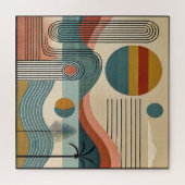 Mid Century Modern Art Beach Sunrise Puzzle (Horizontal)