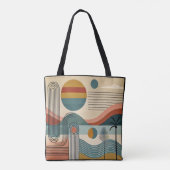 Mid Century Modern Art Beach Sunrise Tasche (Rückseite)