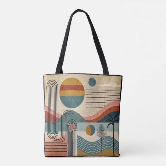 Mid Century Modern Art Beach Sunrise Tasche (Rückseite)