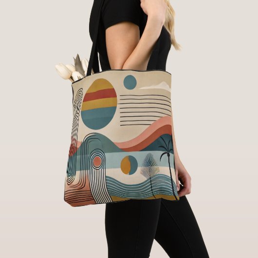 Mid Century Modern Art Beach Sunrise Tasche (Von Nahem)