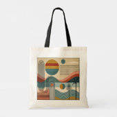 Mid Century Modern Art Beach Sunrise Tragetasche (Rückseite)