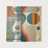 Mid Century Modern Art Beach Sunrise Wandteppich (Vorderseite (Horizontal))