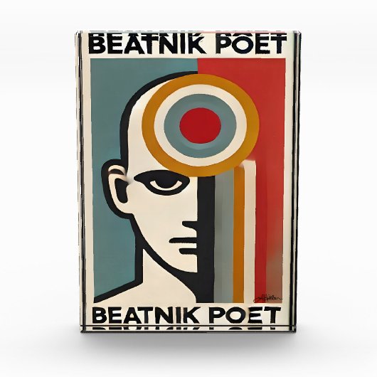 Mid Century Modern Art Beatnik Dichter Fotoblock (Vorderseite)