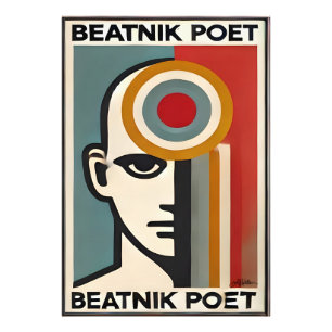 Mid-Century-Modern-Art-Beatnik-Dichter Fotodruck