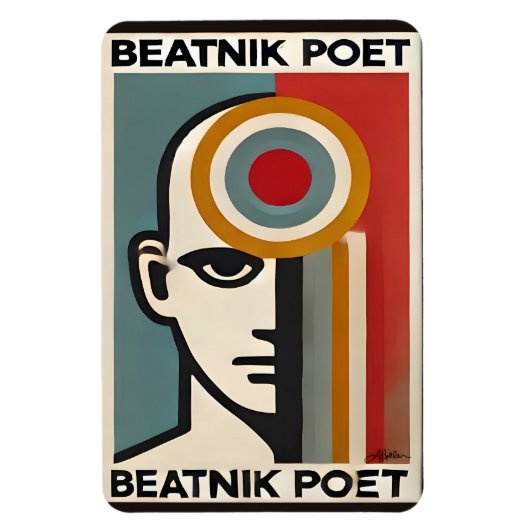 Mid-Century-Modern-Art-Beatnik-Dichter Magnet (Vertikal)