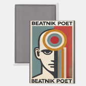 Mid Century Modern Art Beatnik Dichter Magnet (Vorderseite/Rückseite)