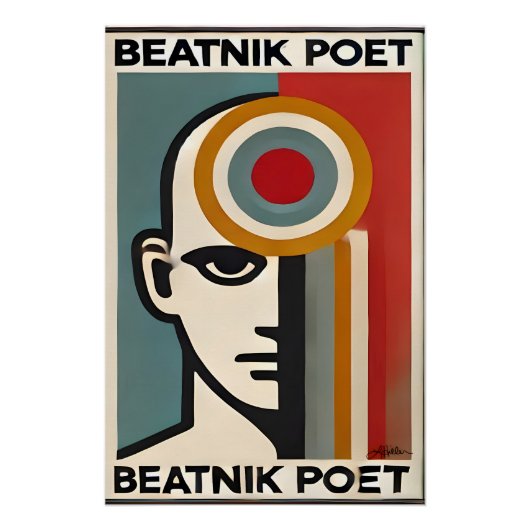 Mid Century Modern Art Beatnik Poet Poster (Vorderseite)