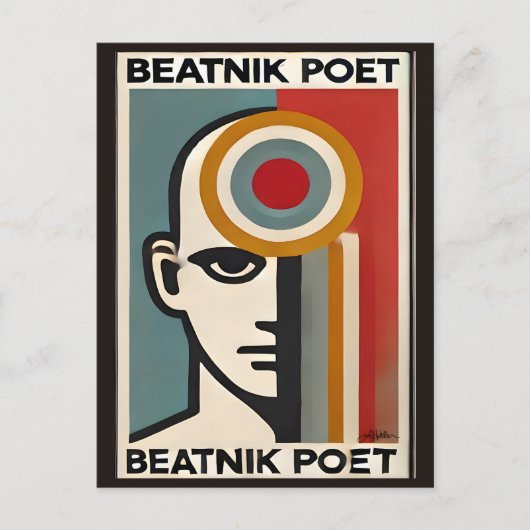Mid Century Modern Art Beatnik Poet Postkarte (Vorderseite)