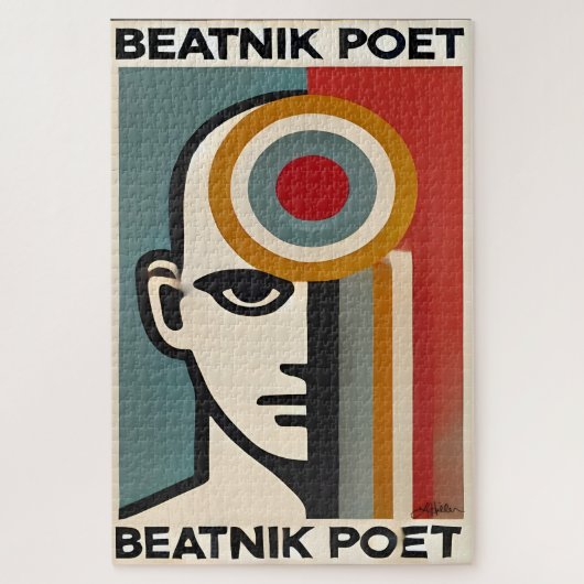 Mid Century Modern Art Beatnik Poet Puzzle (Vertikal)