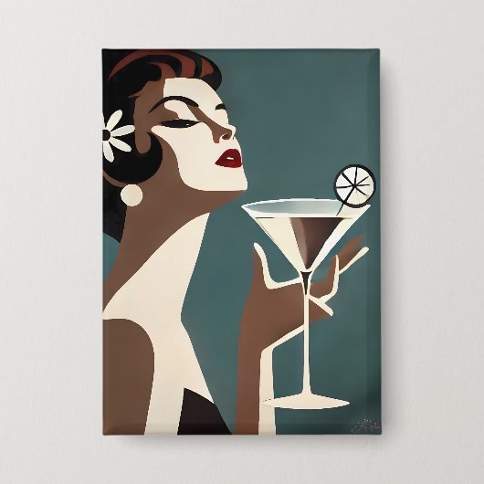 Mid Century Modern Art Die Martini-Diva Button (Vorderseite)
