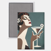 Mid Century Modern Art Die Martini-Diva Magnet (Vorderseite/Rückseite)