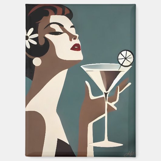 Mid Century Modern Art Die Martini-Diva Magnet (Vorderseite)
