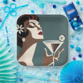Mid Century Modern Art Die Martini-Diva Pappteller (Party)