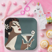 Mid Century Modern Art Die Martini-Diva Pappteller (Party)