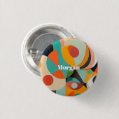 Mid Century Modern Art Monogramm oder Name, Geomet Button (Vorne & Hinten)