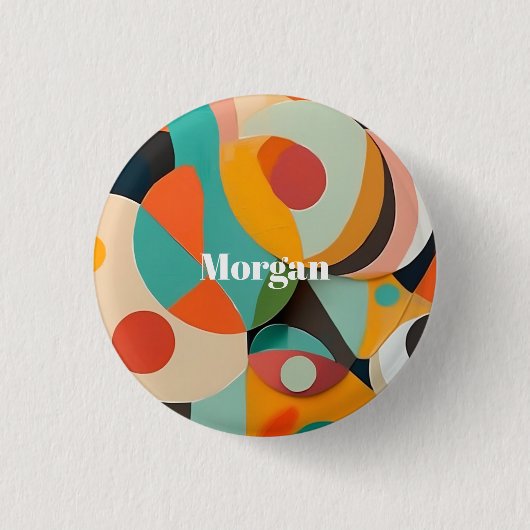 Mid Century Modern Art Monogramm oder Name, Geomet Button (Vorderseite)
