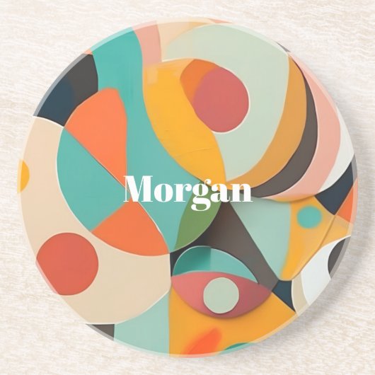 Mid Century Modern Art Monogramm oder Name, Geomet Getränkeuntersetzer (Vorne)