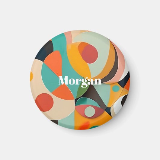 Mid Century Modern Art Monogramm oder Name, Geomet Magnet (Vorne)