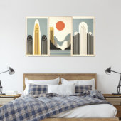 Mid Century Modern Art Mountain Lake Sunrise Leinwanddruck (Insitu (Schlafzimmer))