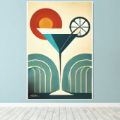 Mid Century Modern Art Mountain Sunrise Martini Leinwanddruck (Insitu (Holzboden))